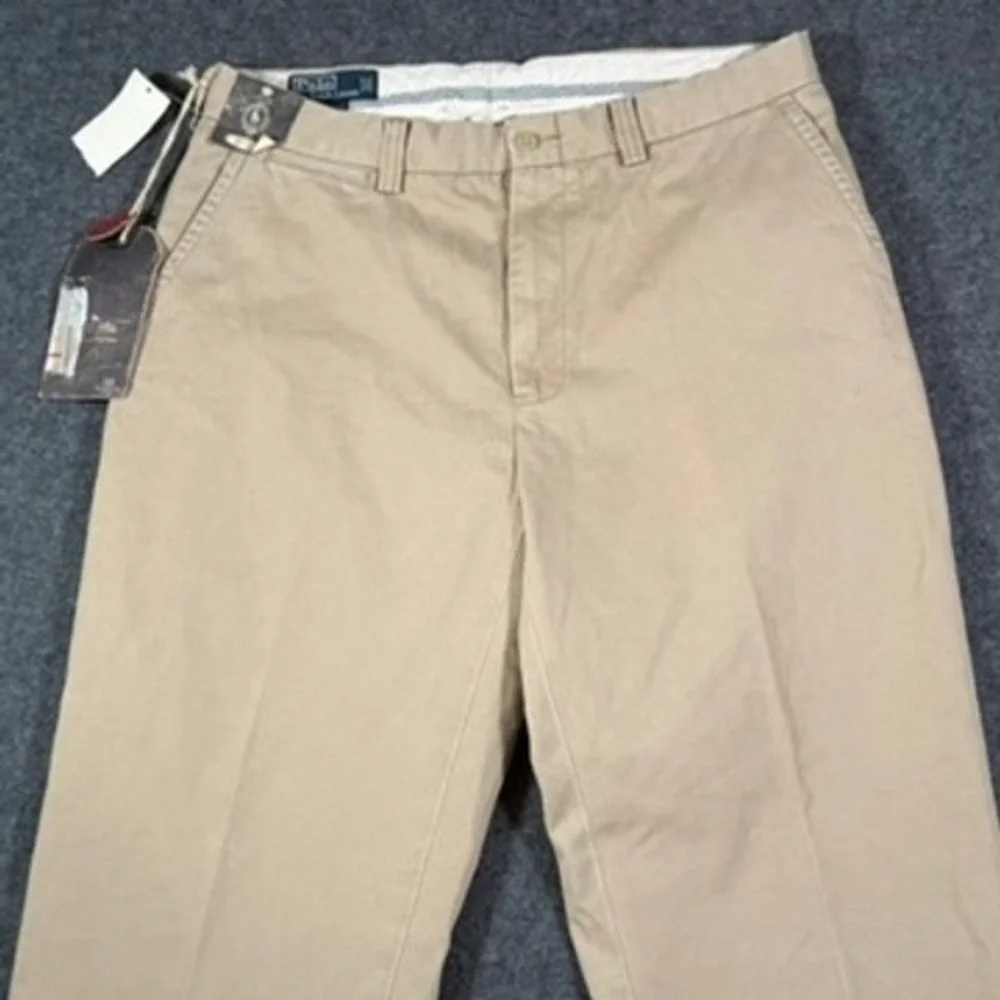 VTG Y2K Polo Ralph Lauren Straight Chino Pants Mens 36x32 Tan Cotton Khaki NWT